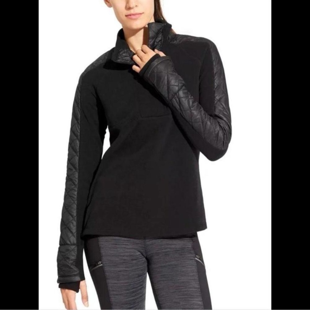 EUC - Athleta Vortex Half Zip Quilted Fleece - size XS - black